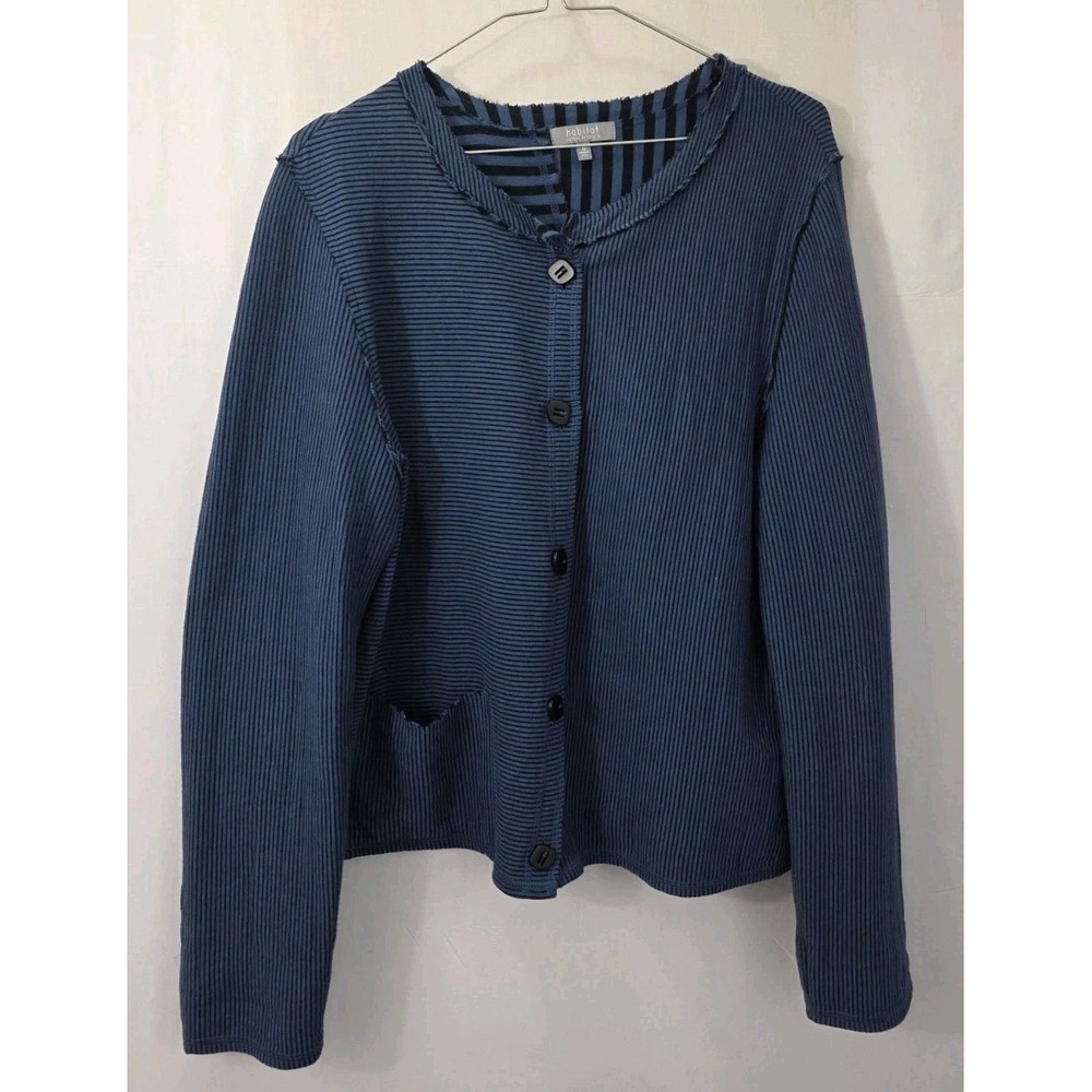Habitat Med Top Striped Blue/Black Lined Awesome Buttons Raw Seams Flannel